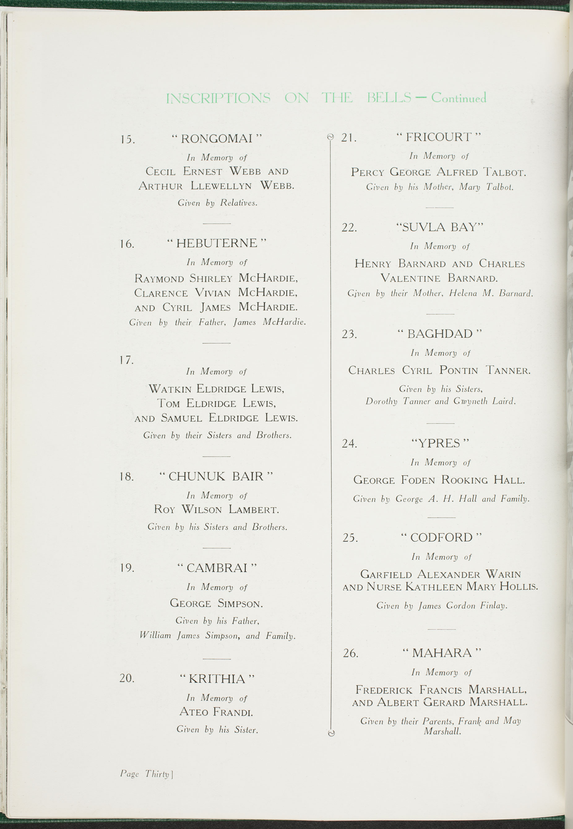National War Memorial and Carillon, Wellington, New Zealand (1932, page 30).