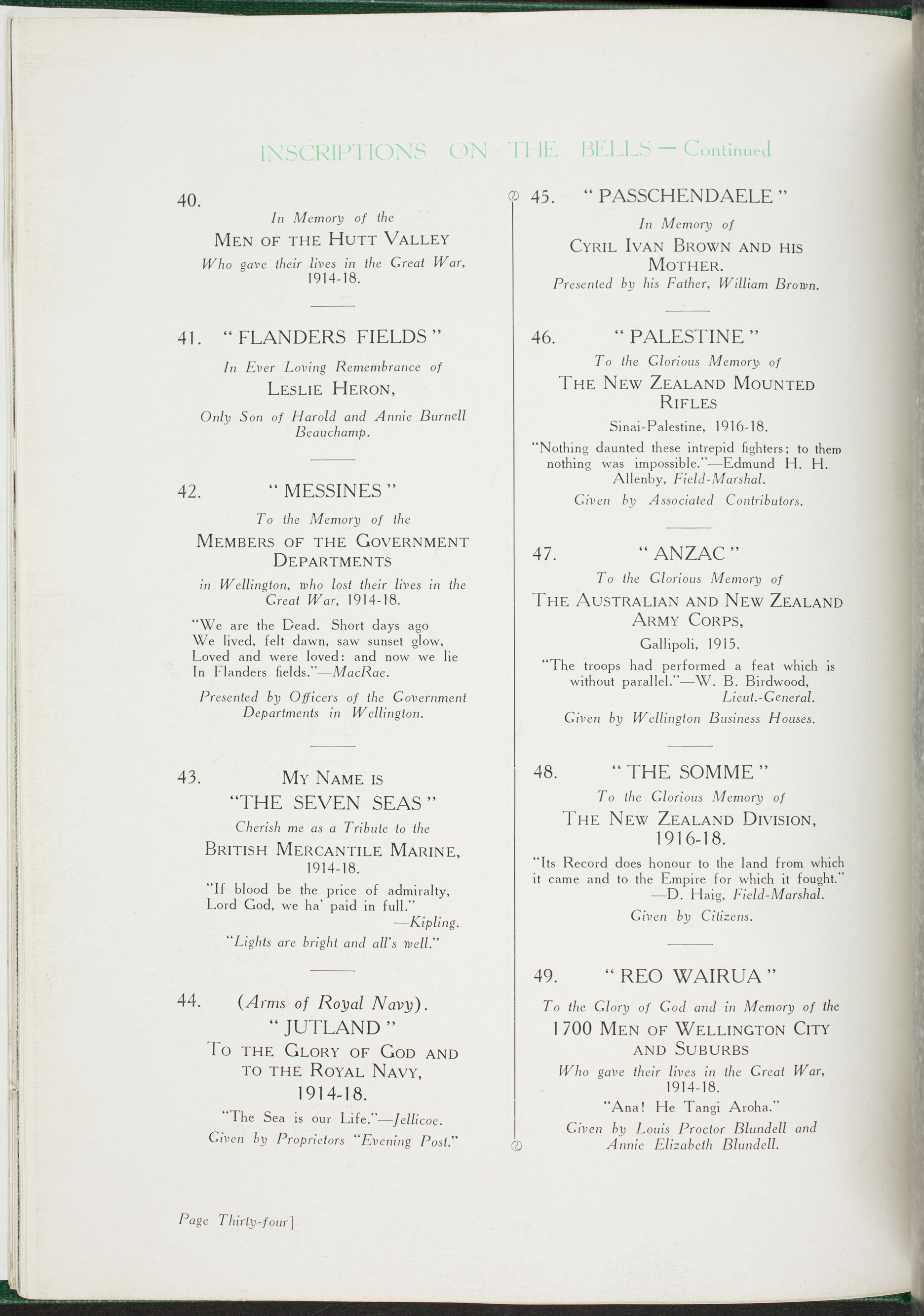 National War Memorial and Carillon, Wellington, New Zealand (1932, page 34).