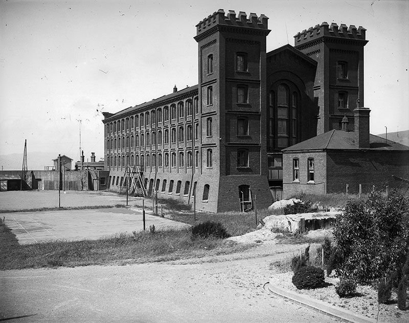 View of the Alexandra Barracks, Mount Cook, Wellington shortly before it was demolished in 1929.