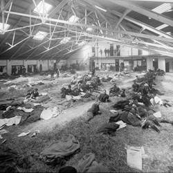 Sleeping quarters for Special Mounted Police, at Alexandra Barracks, Mount Cook, Wellington, during the 1913 waterfront strike.