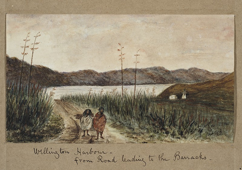Wellington Harbour &mdash; from road leading to the Barracks, 1852.